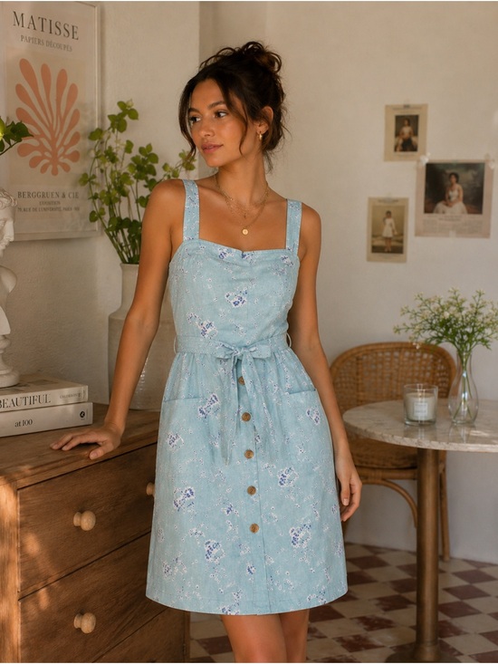 GAP Dresses & Skirts - NWT Gap Blue Floral Tie-Waist Dress